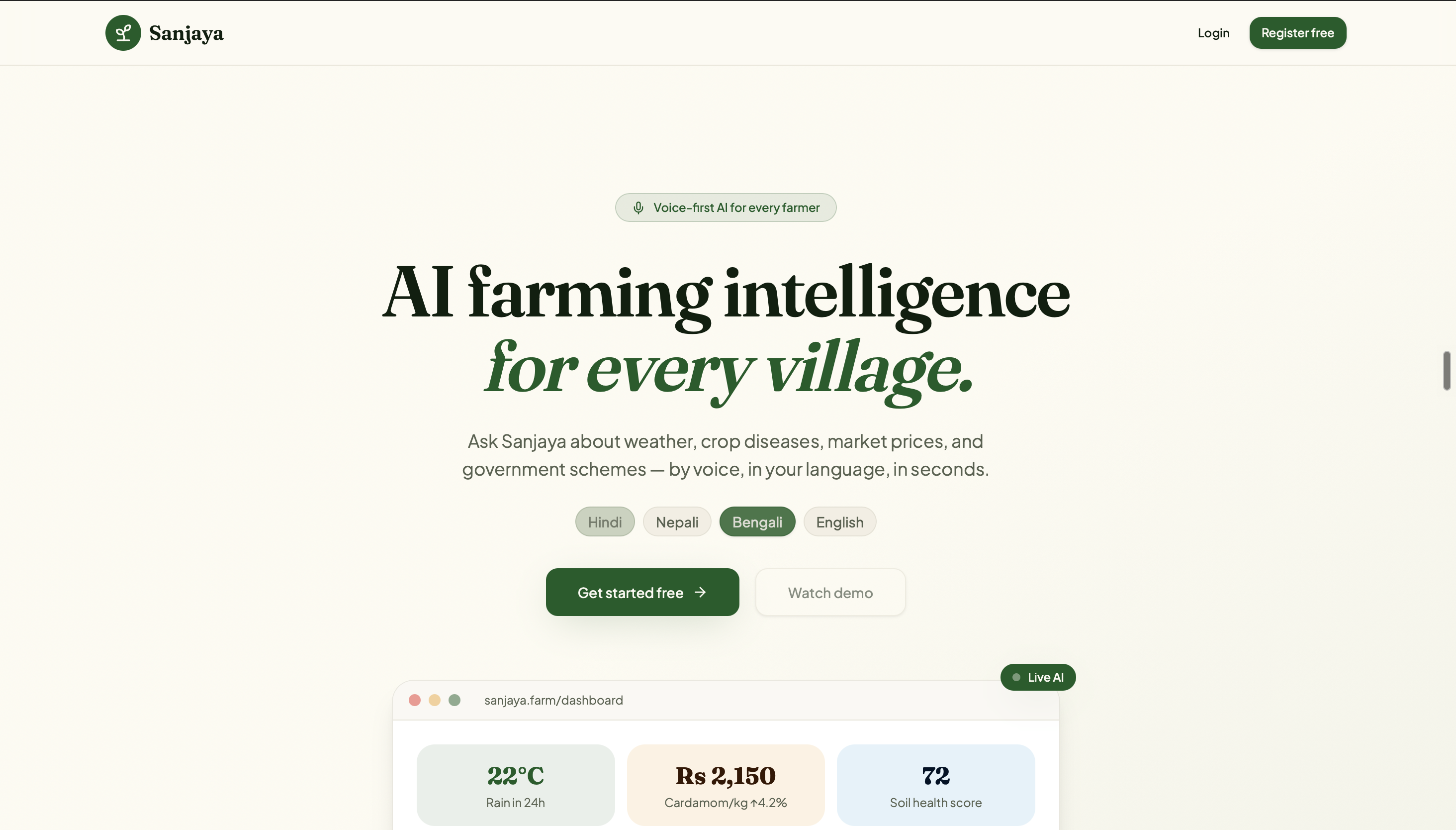 Sanjaya voice-first AI farming platform by Abhishek Roy